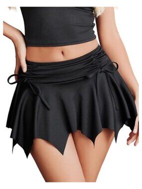 Mini Skirt with Drawstring Bow Flowy Stretchy Hem Beach Short Skirt